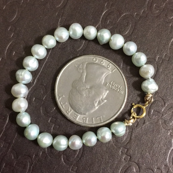 🖤Blue pearl 💕14kgf BABY bracelet - Picture 1 of 9